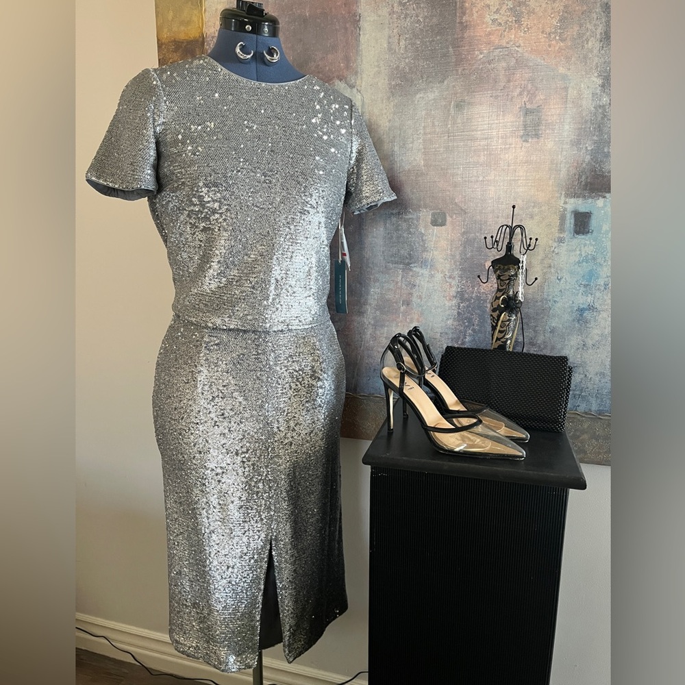 BNWT COURT & ROWE Silver Sequin Skirt Set